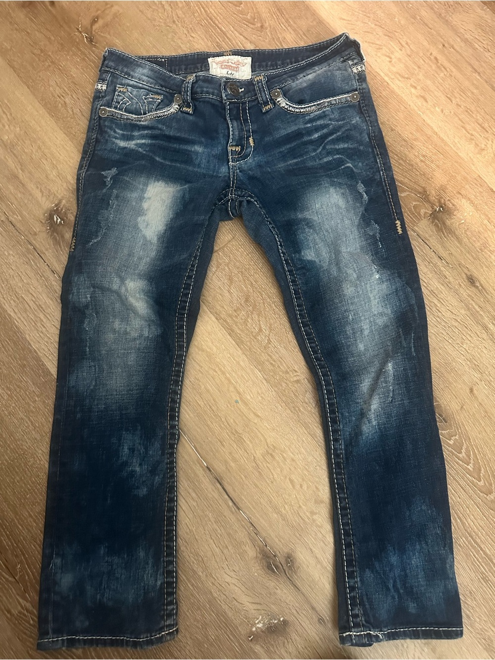 Big Star Men's Washed Dark Blue Slim Straight Jeans